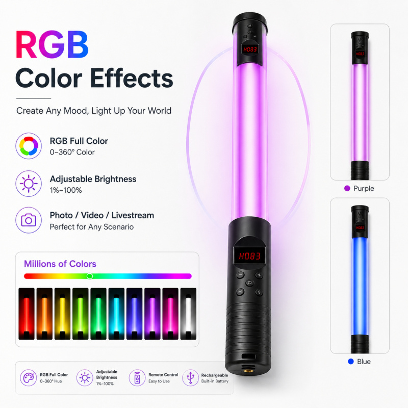 RGB Handheld Video Light Wand, - огляд і ціна Torjim Rgb Photography Video Lighting